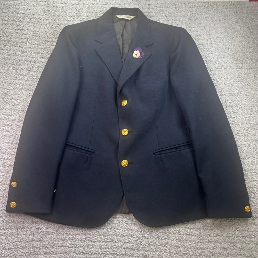 J.G. Hook Harold grant Navy Blazer Gold Anchor Button 8 Vintage Preppy Nautical